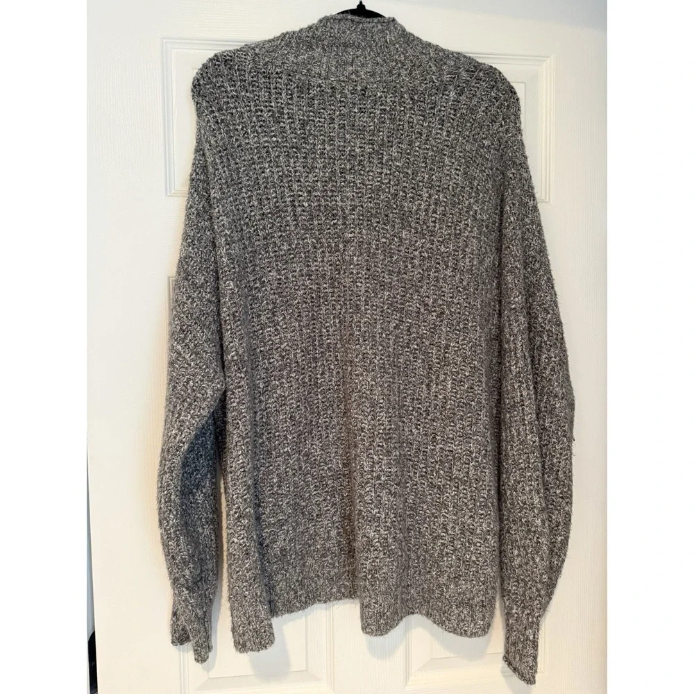 American Eagle Grey Marled Knit Oversized‎ Turtleneck Sweater XL Relaxed Fit